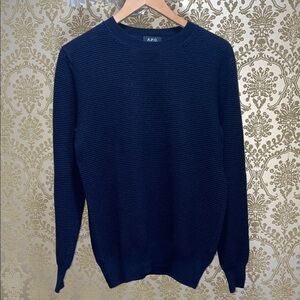A.P.C. Men's Deep Blue Crewneck Sweater